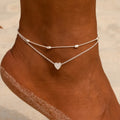Women Anklets Simple Heart Barefoot Crochet Sandals Foot Jewelry Two Layer Foot Legs Bracelet Anklets Gifts For Women Jewelry