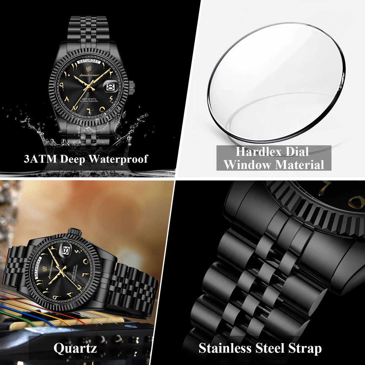 POEDAGAR Luxury High Quality Men Clock Waterproof Date Week Watch For Man Stainless Steel Luxury Quartz Men's Watches Reloj Male