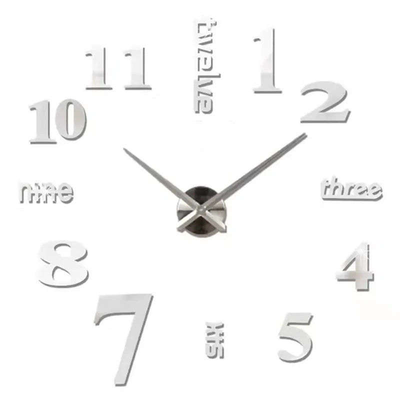 2023 Modern Design Large Wall Clock 3D DIY Quartz Clocks Fashion Watches Acrylic Mirror Stickers Living Room Home Decor Horloge