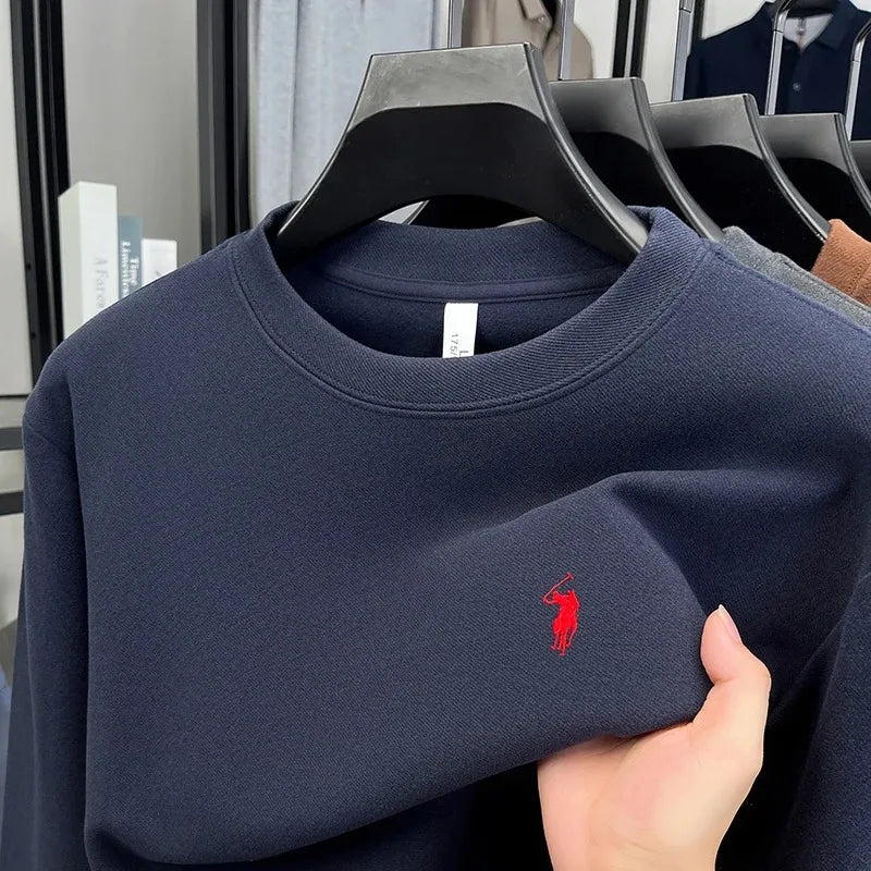 2025 trendy men's long sleeved T-shirt 2025 autumn and winter fashionable pullover casual round neck sports shirt comfortable