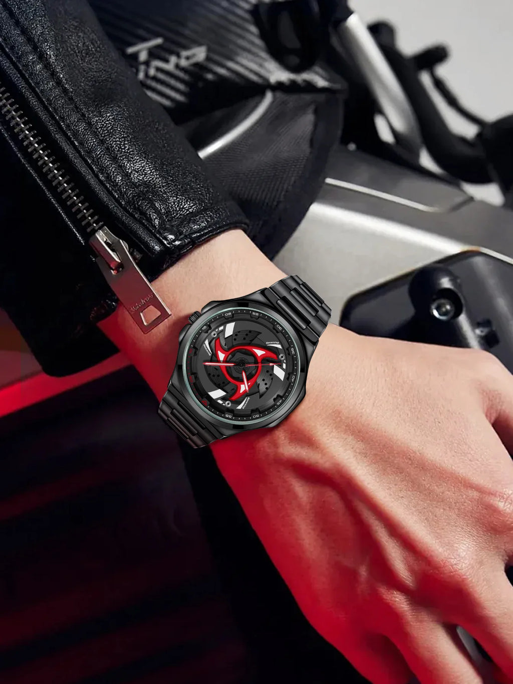 Men's Quartz Watch Anime Sharingan Design Stainless Steel Band Waterproof Sport Wristwatch Fashion Casual Watch for Men