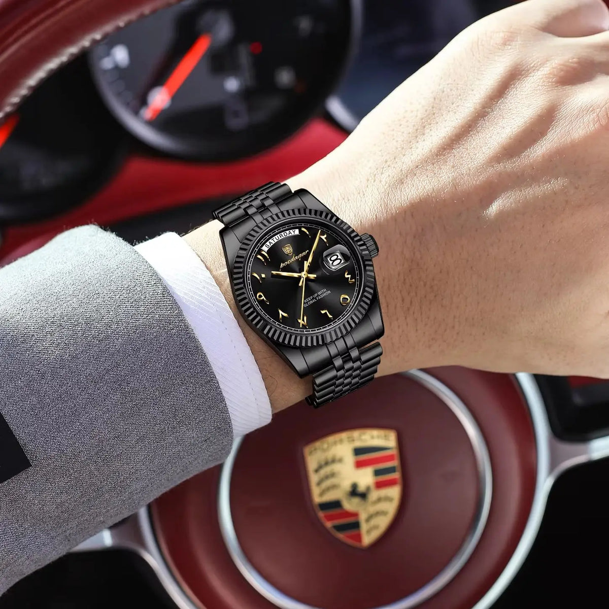 POEDAGAR Luxury High Quality Men Clock Waterproof Date Week Watch For Man Stainless Steel Luxury Quartz Men's Watches Reloj Male