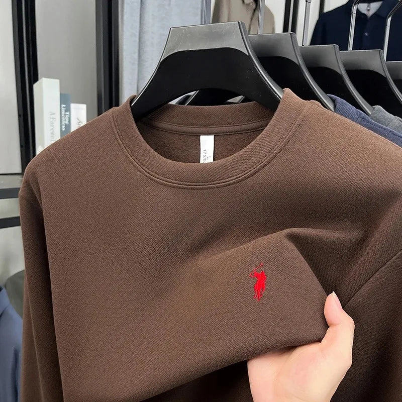 2025 trendy men's long sleeved T-shirt 2025 autumn and winter fashionable pullover casual round neck sports shirt comfortable