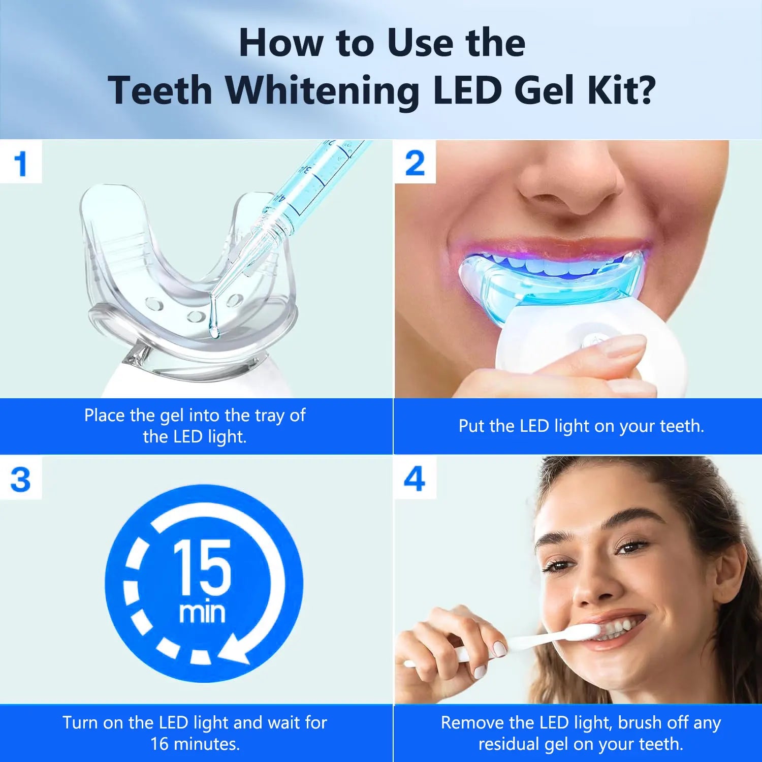 Fairywill Teeth Whitening Kit LED Light W/22% Teeth Whitening Light With 6 Carbamide Peroxide Teeth Whitening Gel For Sensitive