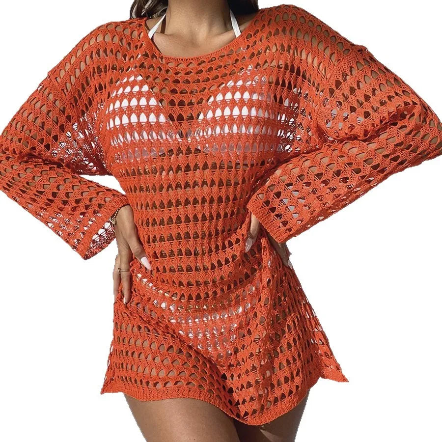 Girls Women ladies Sports long sleeve New style BIKINI-Plus Size Beachwear Tunic for Swimwear Sun Protection Clothes Cover Up