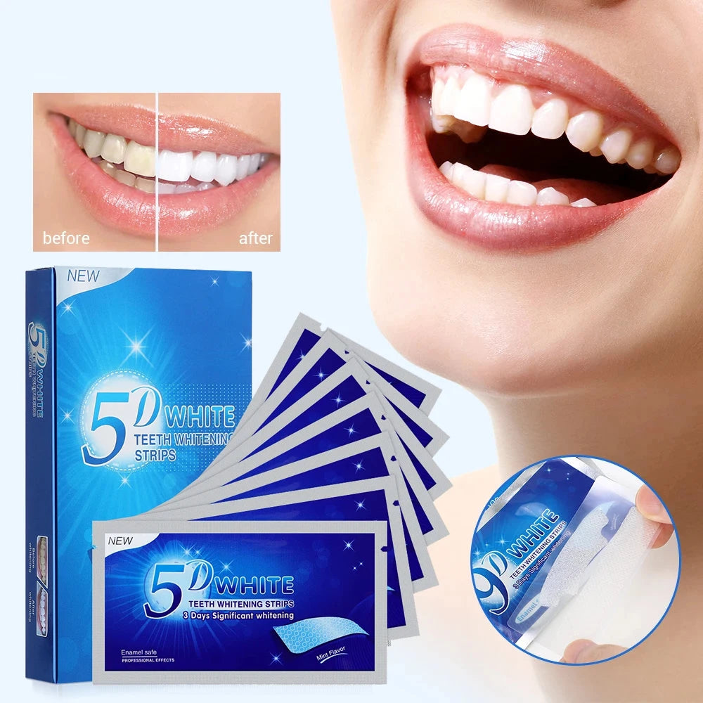 7/14/21/28/70 Pairs 5D Gel Teeth Whitening Strip White Tooth Dental Kit Oral Hygiene Care Strip False Teeth Veneers Whiten Gel