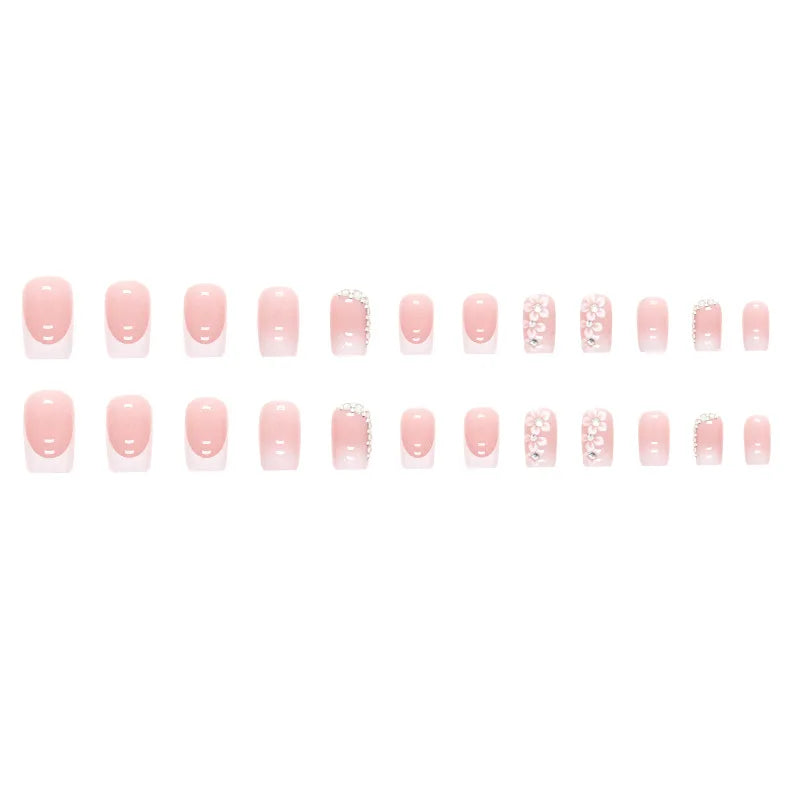 24 pieces of gentle nude long press-on nails (square shape), paired with 1 piece of jelly glue and 1 nail file