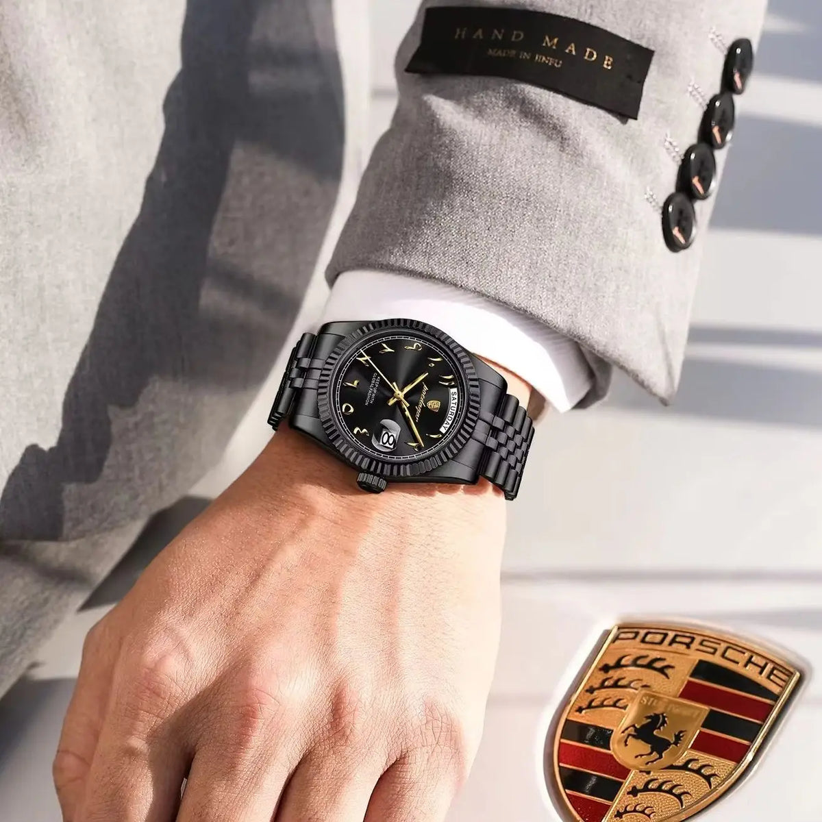 POEDAGAR Luxury High Quality Men Clock Waterproof Date Week Watch For Man Stainless Steel Luxury Quartz Men's Watches Reloj Male