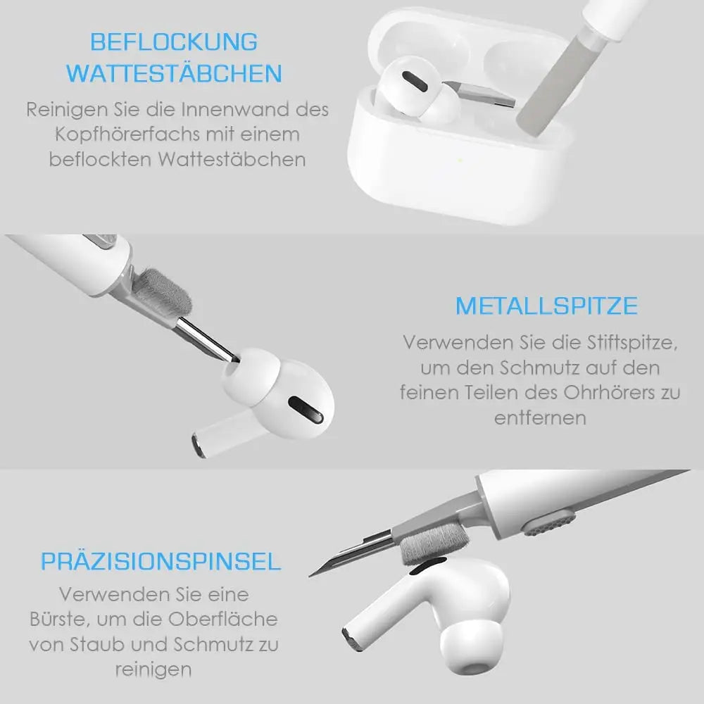 3 In 1 Sliding Cleaning Pen Earphone Cleaning Brush For Airpods 4 Pro 3 2 1 Series Case Headsets Cleaners Earbuds Cleaning Tools