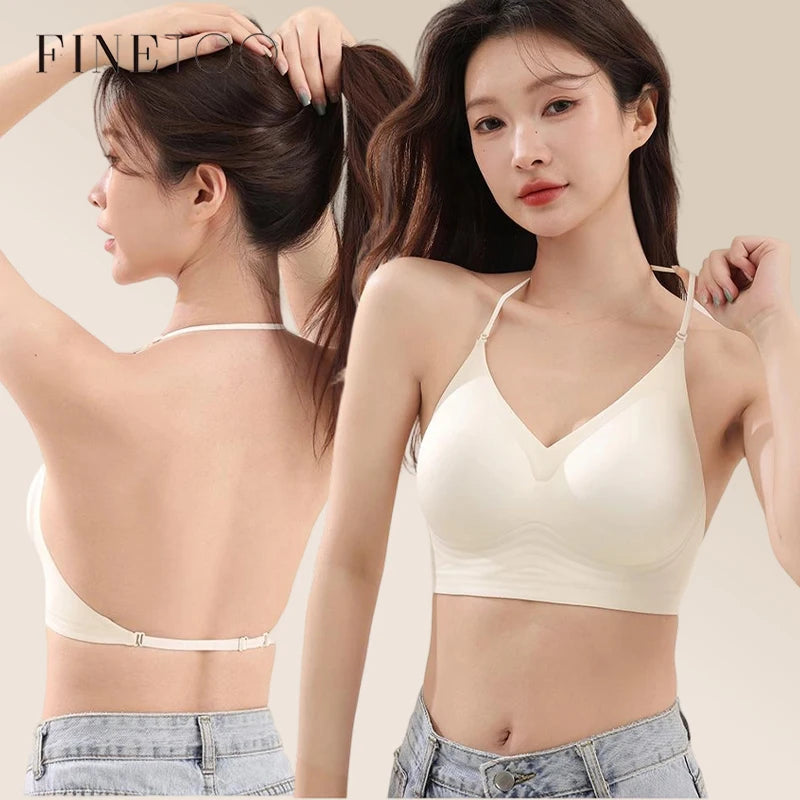 Women Seamless Push Up Bras Sexy Multiway Halter Bralette Backless Underwear for Small Chest American Style Convertible Bralette