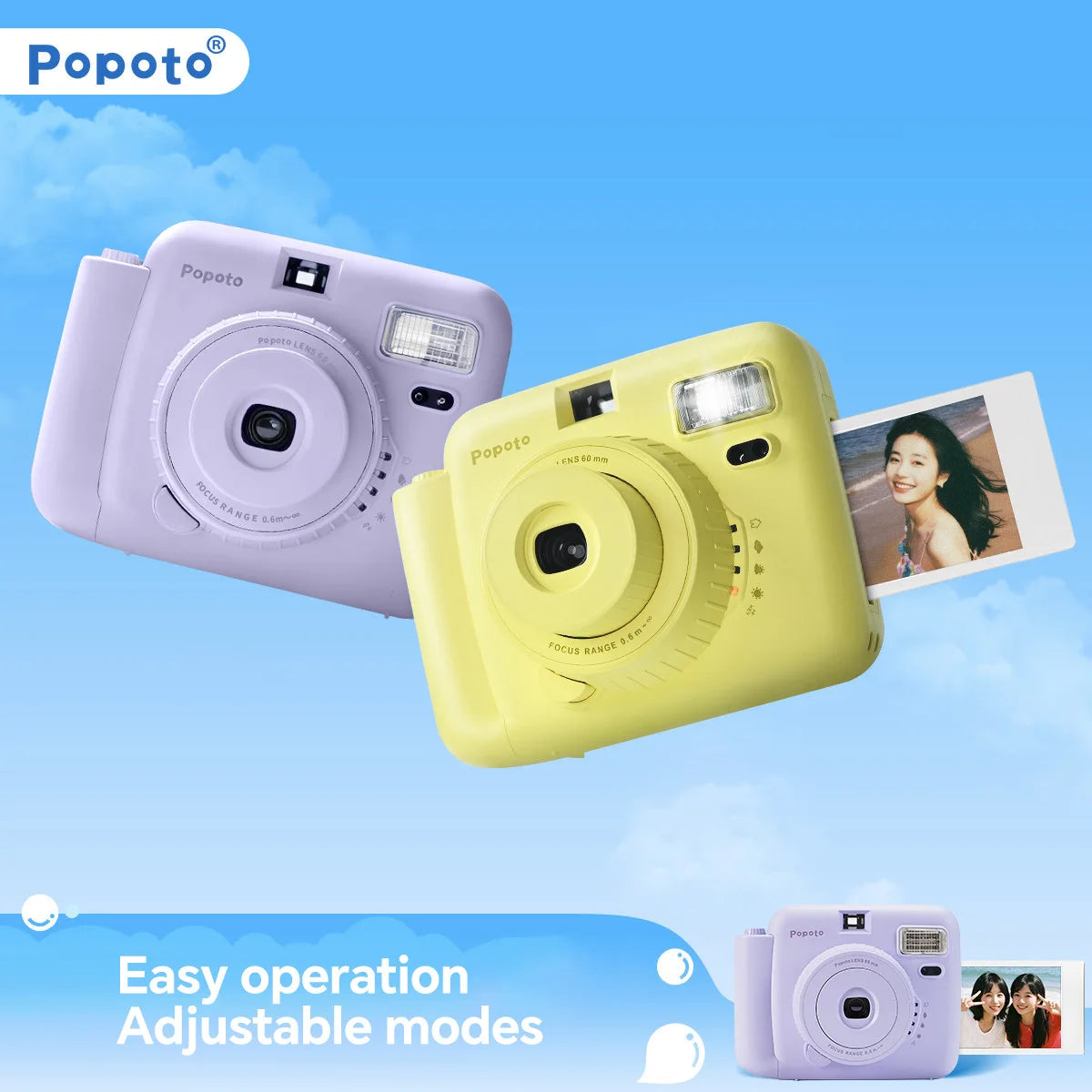 Popoto 3-Inch Instant Camera Uses Fuji Instax Mini 11 12 Film Macaron Point & Shoot Photography Vintage Photo Gift for Teens