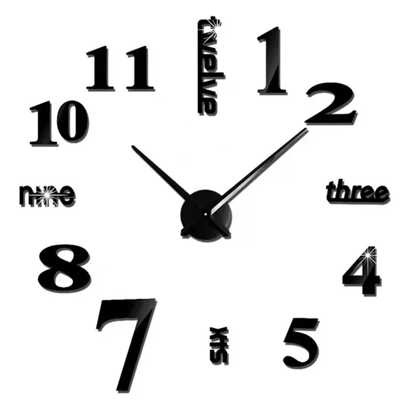 2023 Modern Design Large Wall Clock 3D DIY Quartz Clocks Fashion Watches Acrylic Mirror Stickers Living Room Home Decor Horloge