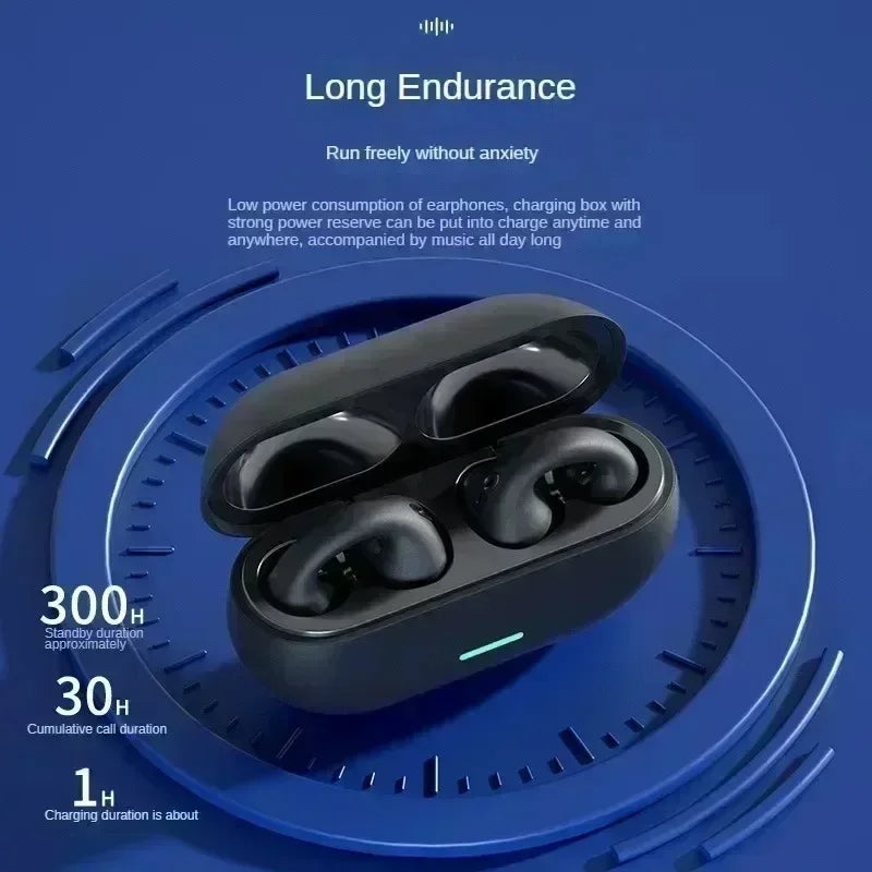 T75 Bluetooth Headset 5.3 Wireless Air Conduction Headphones Clip Ear Music Noise Canceling HD Call Sports Gaming Earphone