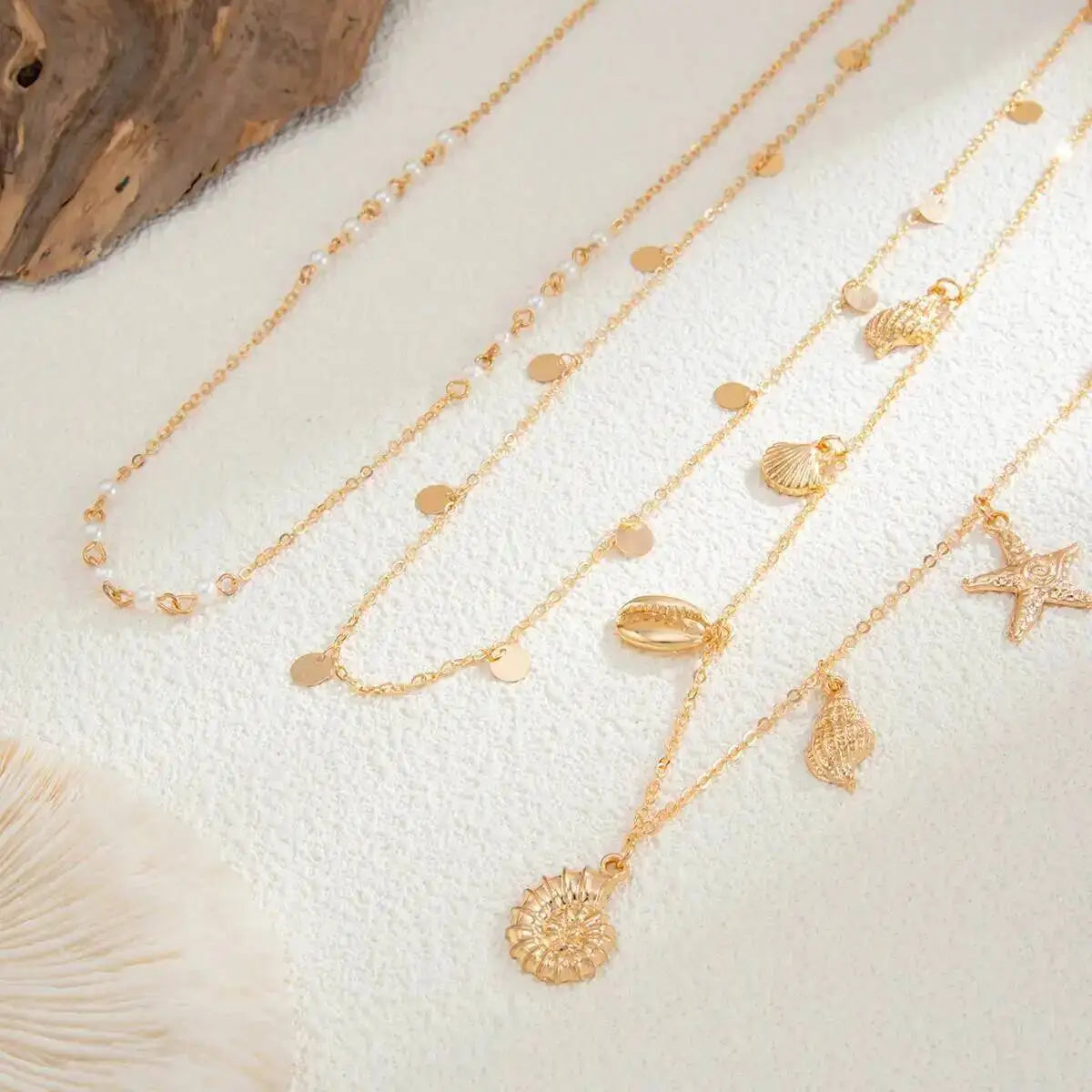 IngeSight.Z 3Pcs/Set Boho Starfish Conch Pendant Waist Belly Chain Women Summer Beach Sexy Bikinis Belt Body Jewelry Accessories