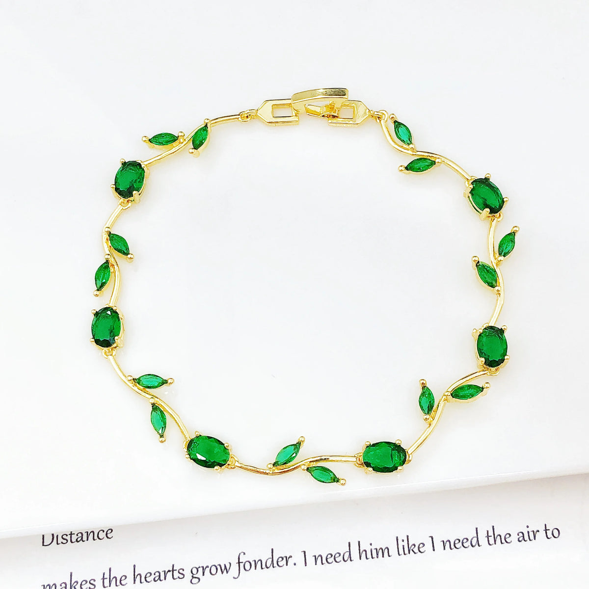Colorful Trendy Charm Crystal Leaf Vine Flower Rhinestone Bracelet Luxury for Women Girl Party Wedding Gold-Plated Jewelry Gift