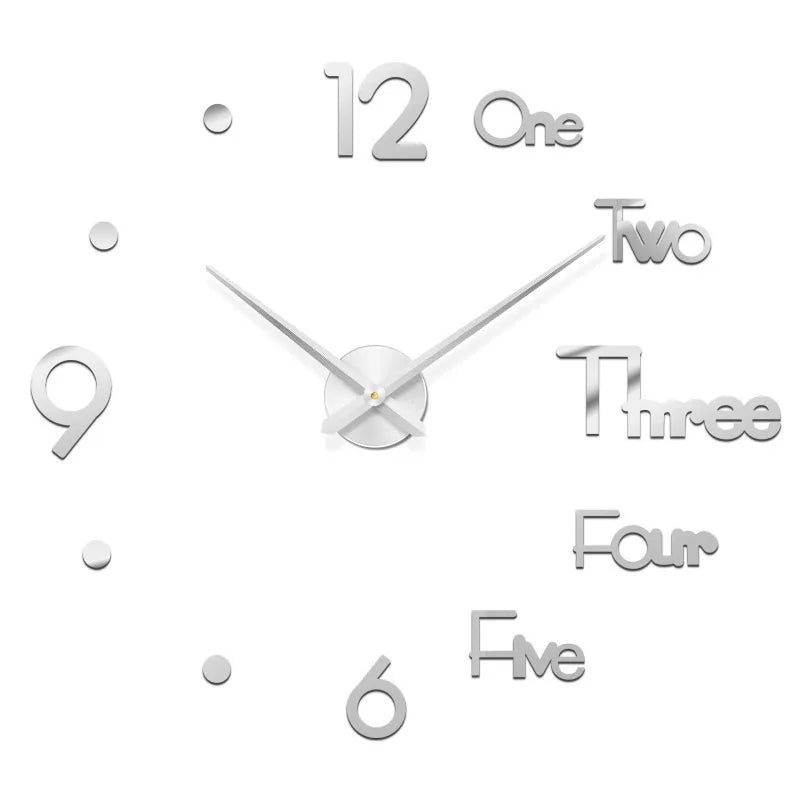 2023 Modern Design Large Wall Clock 3D DIY Quartz Clocks Fashion Watches Acrylic Mirror Stickers Living Room Home Decor Horloge