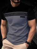 The 2025 summer new men's T-shirt features a casual, fashionable comfortable soft and breathable 3D striped pattern print