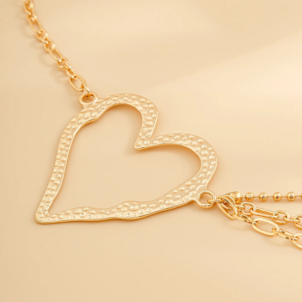 IngeSight.Z Classic Metal Multilayer Belly Chains For Women Hollow Gold Color Love Heart Beach Bikini Waist Body Chain Jewelry