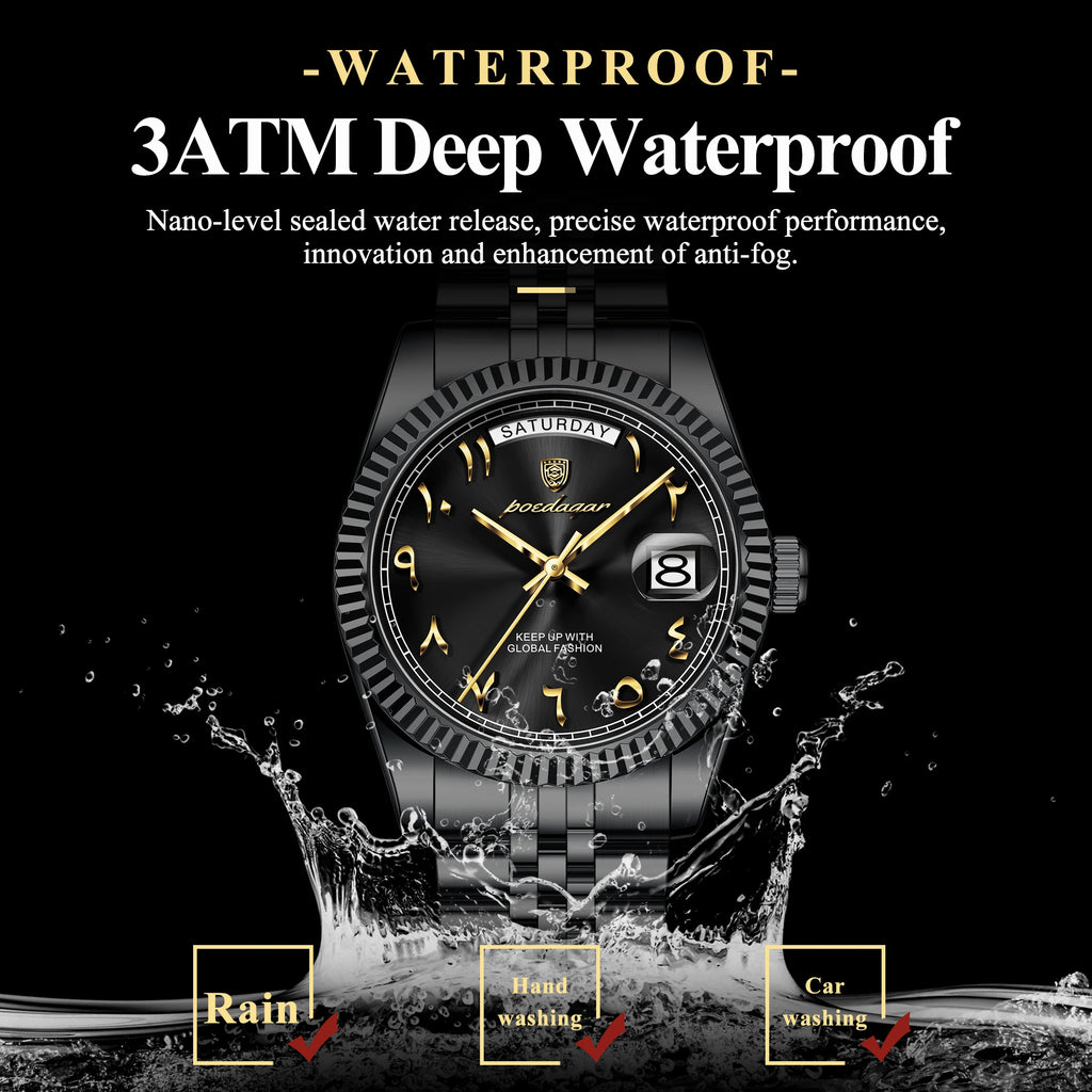 POEDAGAR Luxury High Quality Men Clock Waterproof Date Week Watch For Man Stainless Steel Luxury Quartz Men's Watches Reloj Male