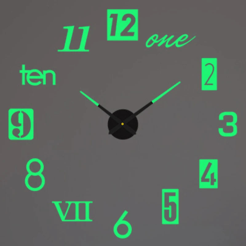 2023 Modern Design Large Wall Clock 3D DIY Quartz Clocks Fashion Watches Acrylic Mirror Stickers Living Room Home Decor Horloge