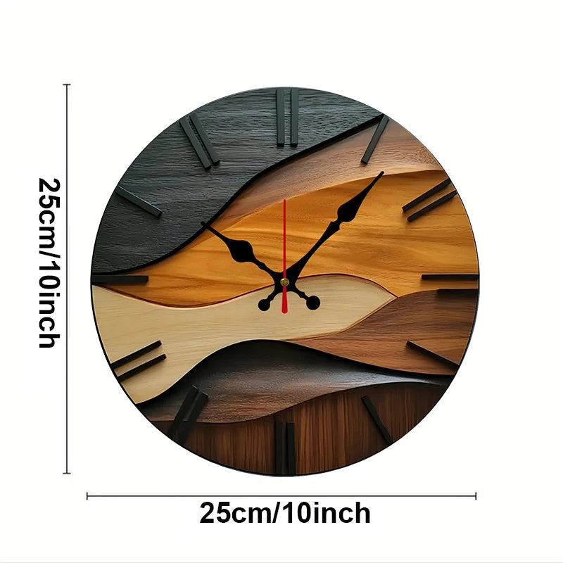 2D flat(Not 3D)Nordic Style Fiberboard Round Silent Hanging Wall Clock,Suitable For Living Room,Office,Study, Home Decor