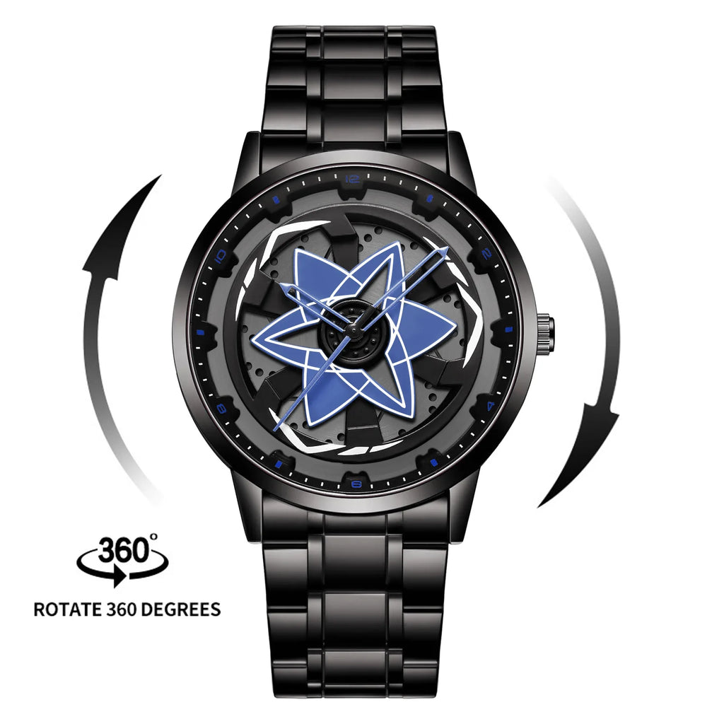 Kaleidoscope Sharingan Rotary Dial Watch 3D Japanese Anime Dial Quartz Men's Watch Top Brand Luxury Waterproof Fashion Men Watch