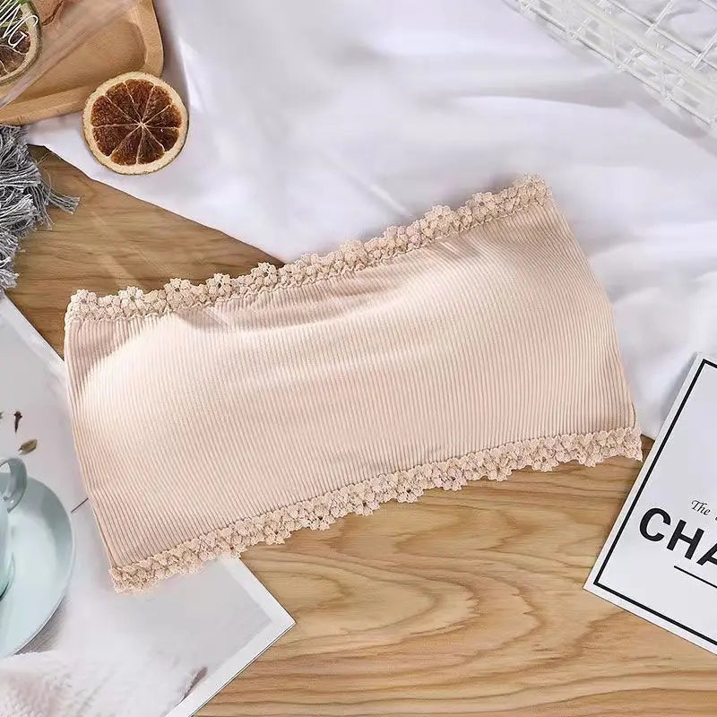 Summer Strapless Women Bras Back Lace Sexy Chest Tops Seamless Breathable Underwea Brassiere Solid Invisible Chest Wraps Bra
