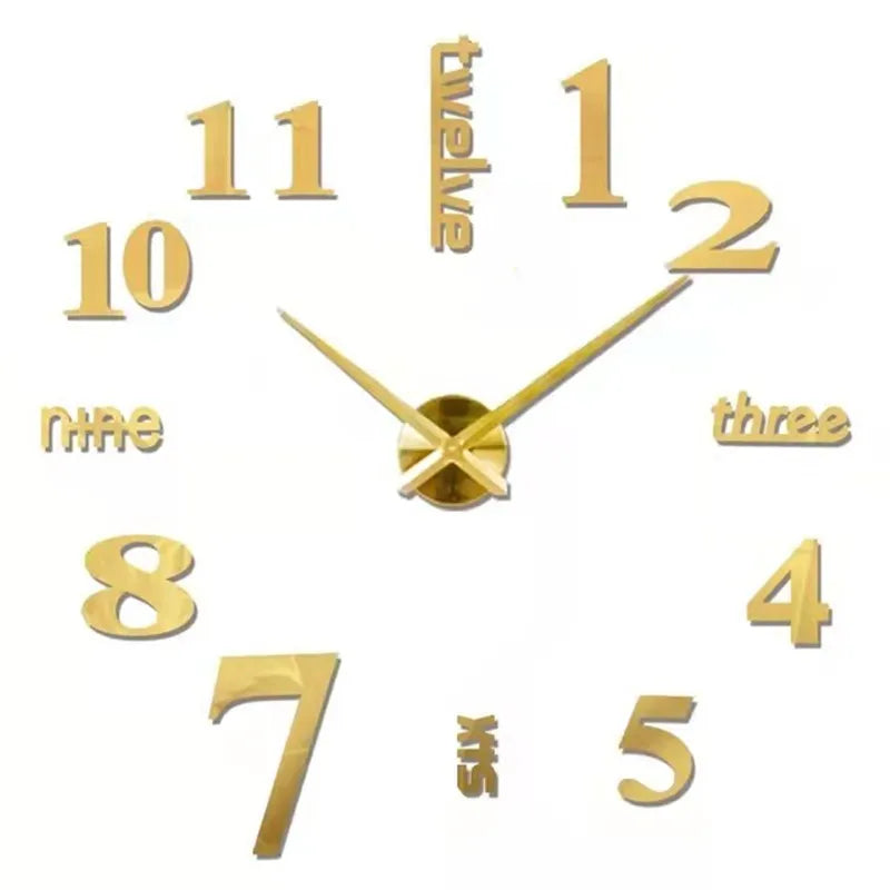 2023 Modern Design Large Wall Clock 3D DIY Quartz Clocks Fashion Watches Acrylic Mirror Stickers Living Room Home Decor Horloge